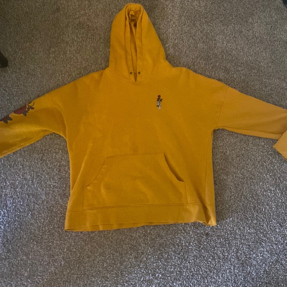 Yellow and Red Rose Pattern Hoodie